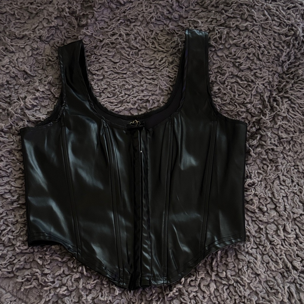 Chic Black Faux Leather Top